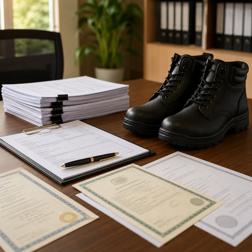 Compliance documentation for Indian government and PSU safety footwear procurement — BIS IS:15298 certified supply