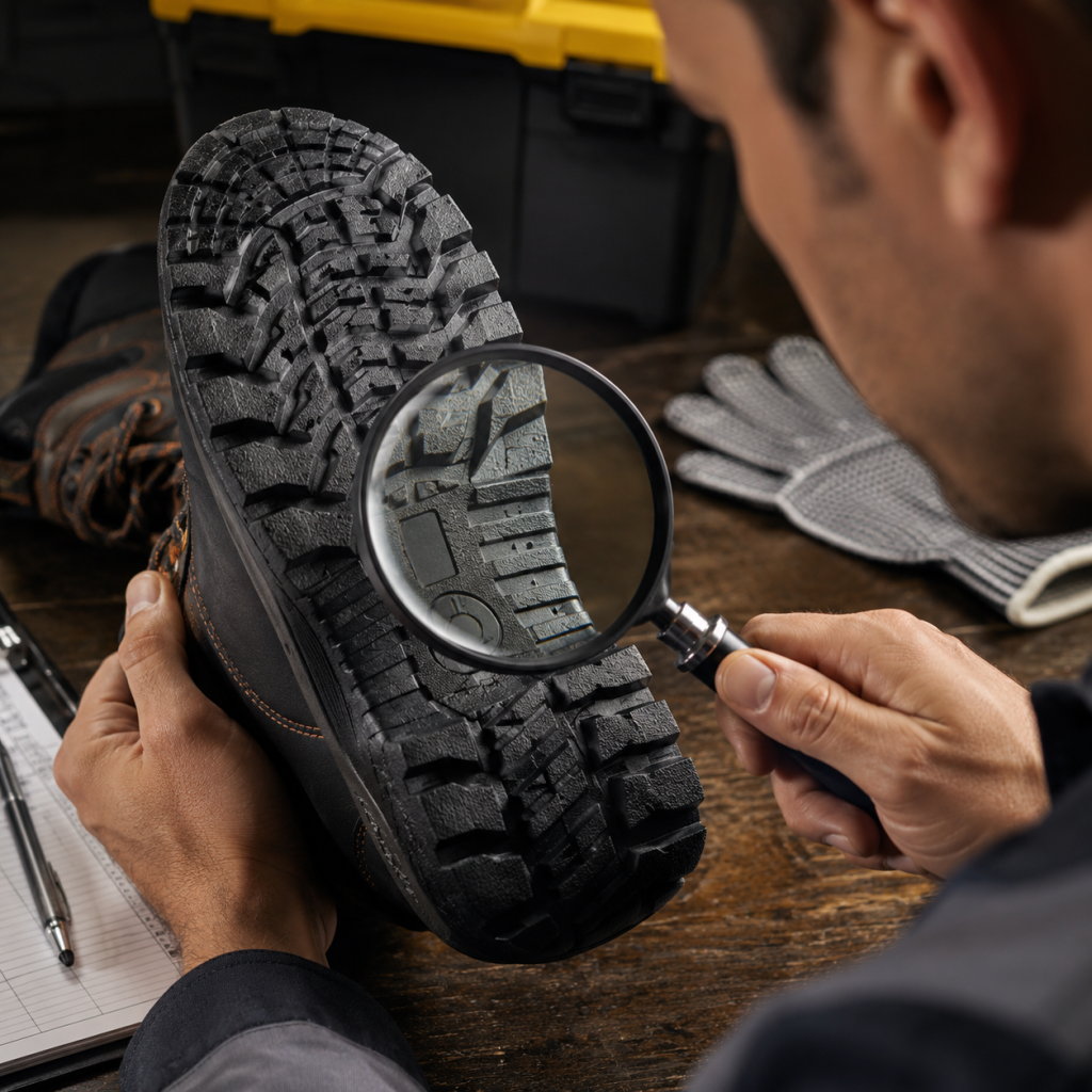 Quality inspection of safety shoe BIS certification marks — how to identify counterfeit and substandard safety footwear in India